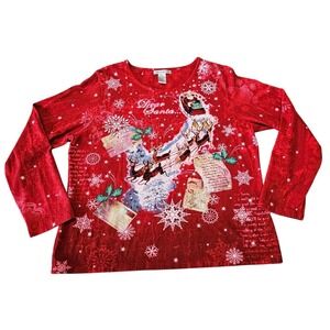 Rebecca Malone Dear Santa red Christmas sweater womens size XL